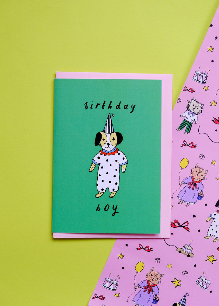 Green Birthday Boy Dog Card