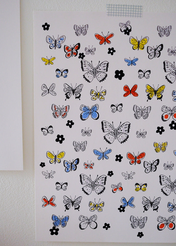 Butterflies & Flowers Print