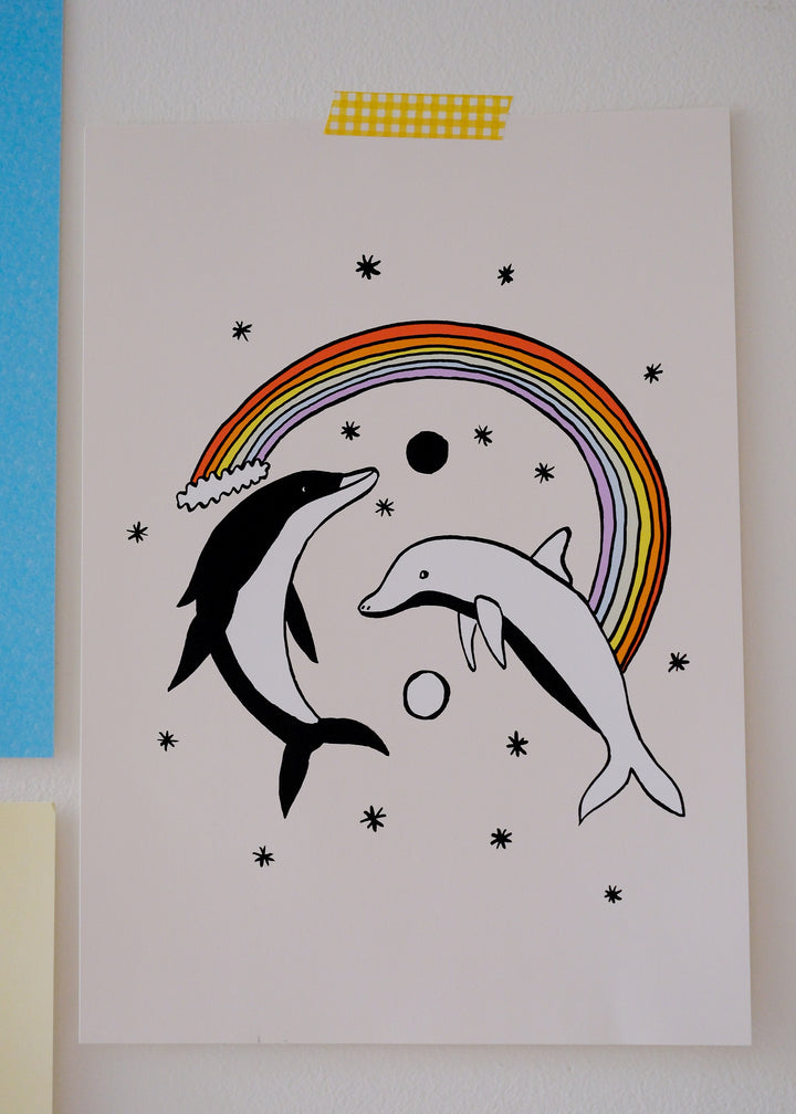 dolphin rainbow illustration