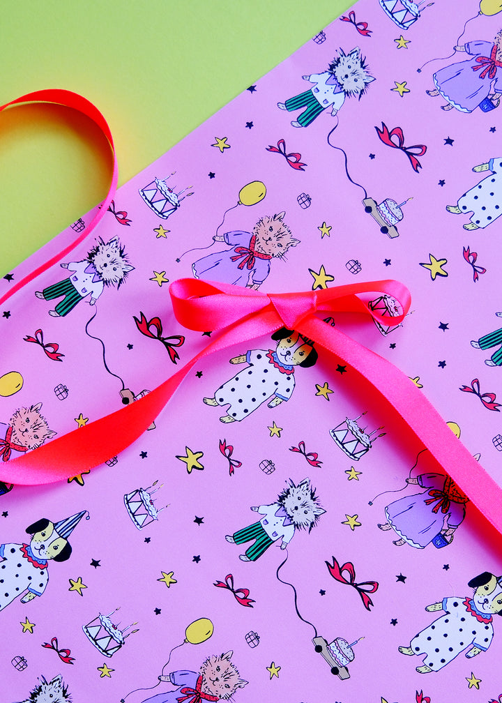 Party Cats and Dogs Gift Wrap Multipack - 4 Sheets