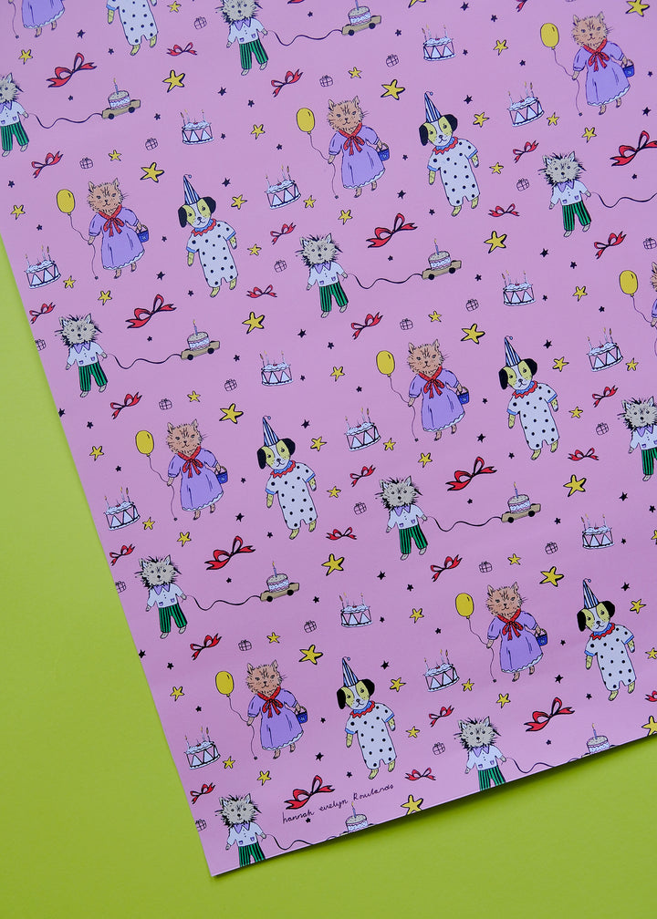 Party Cats and Dogs Gift Wrap Multipack - 4 Sheets