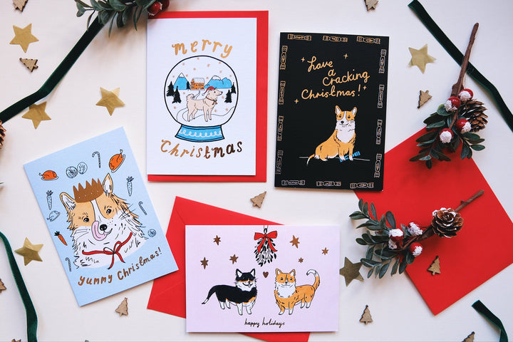 'Cracking Christmas' Dog Luxury Foiled Christmas Card Single