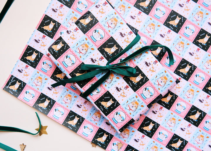 Christmas Corgi Dog Wrapping Paper - 5 sheets