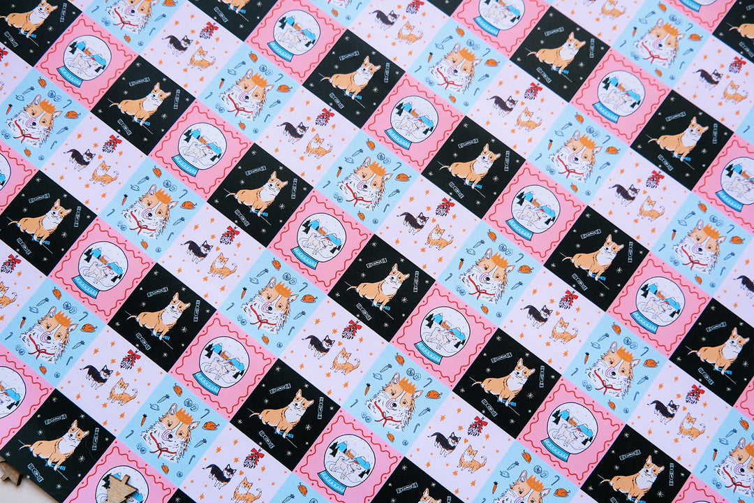 Christmas Corgi Dog Wrapping Paper - 5 sheets
